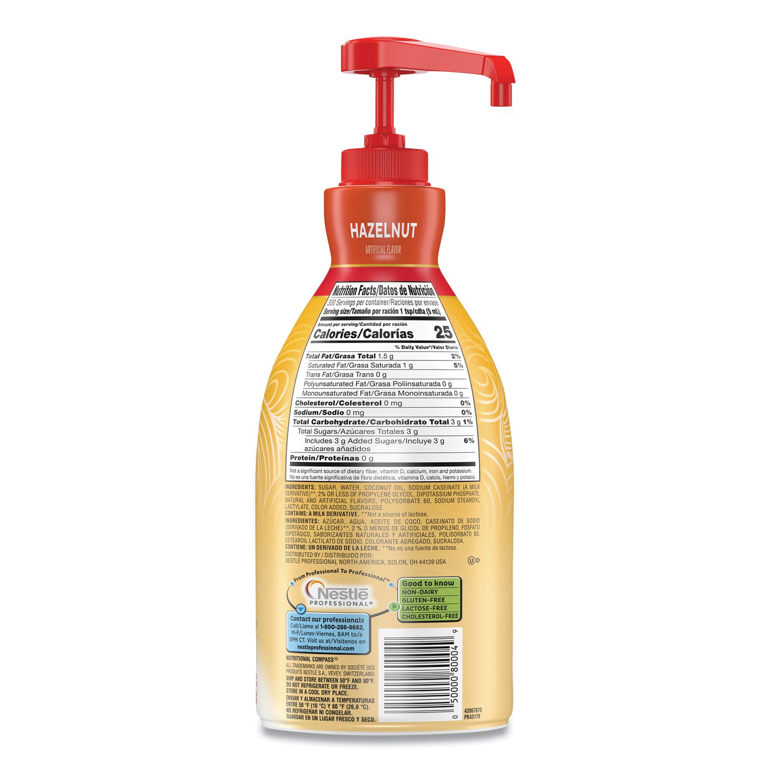 Coffee-mate Liquid Coffee Creamer, Hazelnut, 1.5 Liter Pump Bottle, 2/Carton (31831CT)