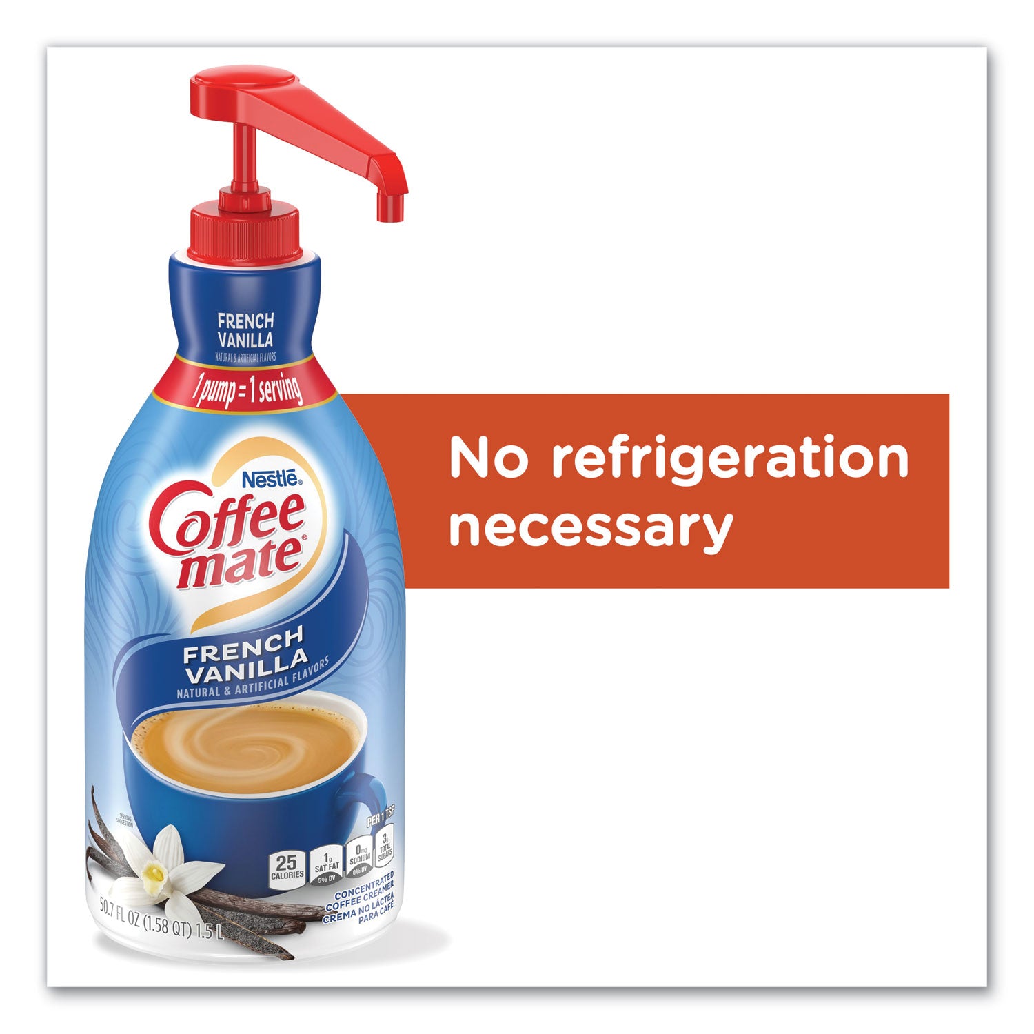 Coffee-mate Liquid Coffee Creamer, French Vanilla, 1500mL Pump Bottle (31803)