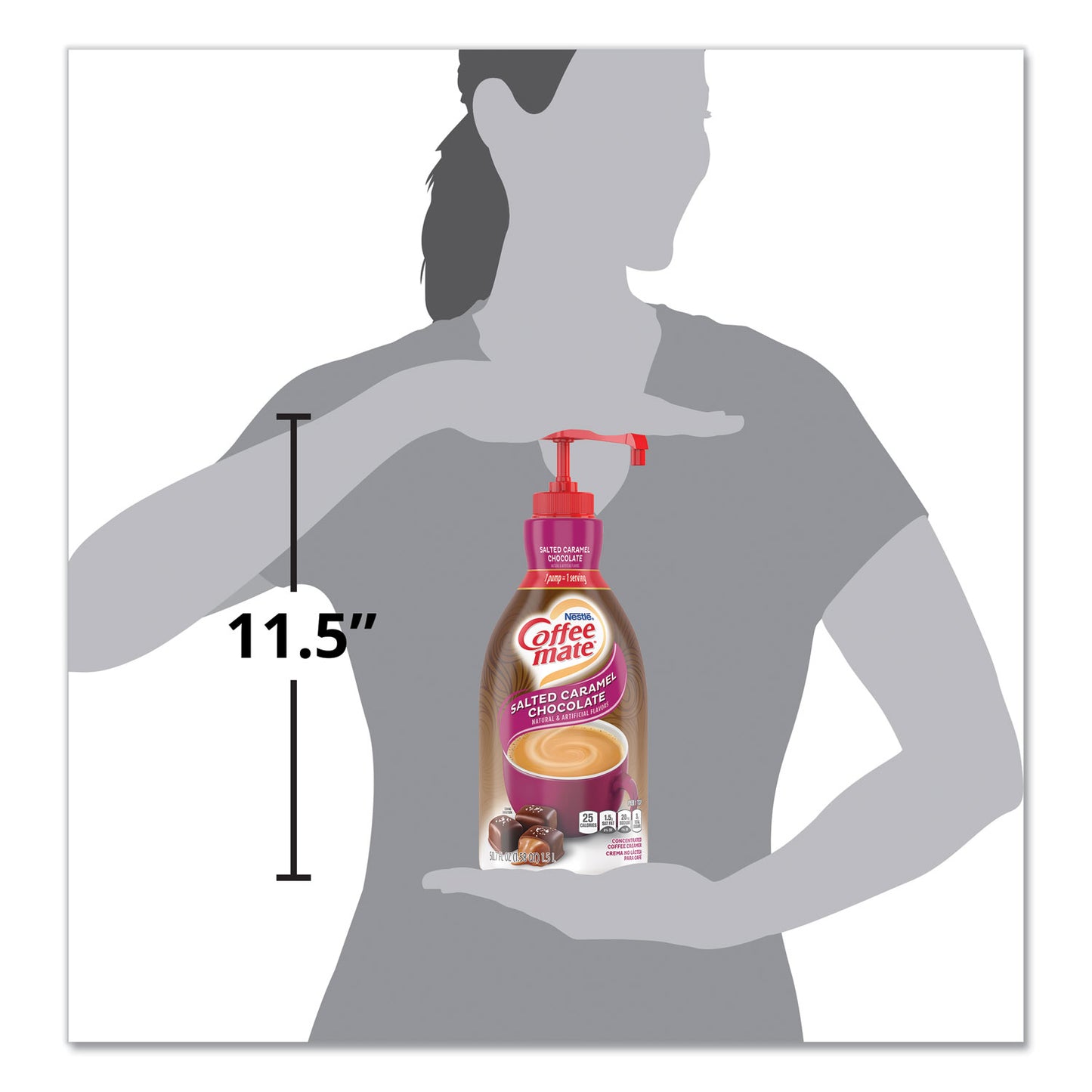 Coffee-mate Liquid Creamer Pump Bottle, Salted Caramel Chocolate, 1.5 Liter (79976)