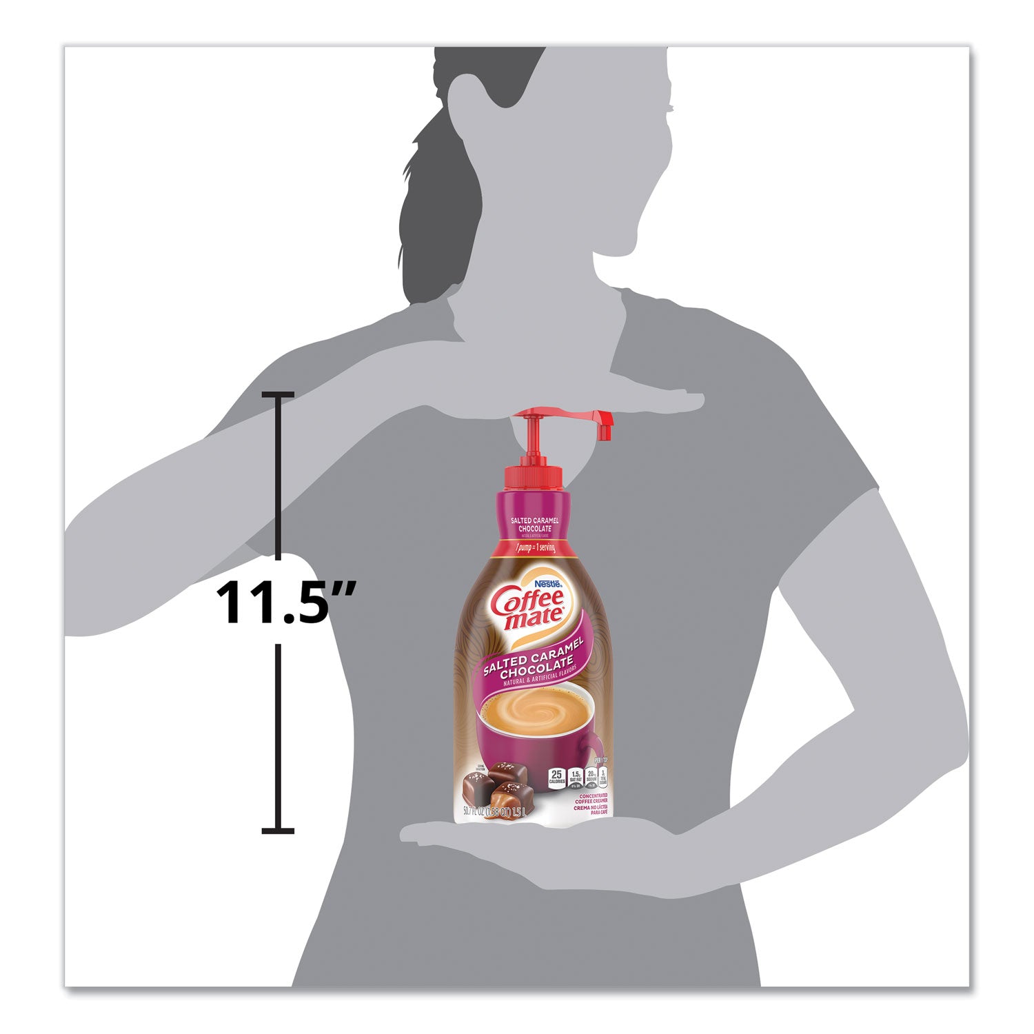 Coffee-mate Liquid Creamer Pump Bottle, Salted Caramel Chocolate, 1.5 Liter (79976)