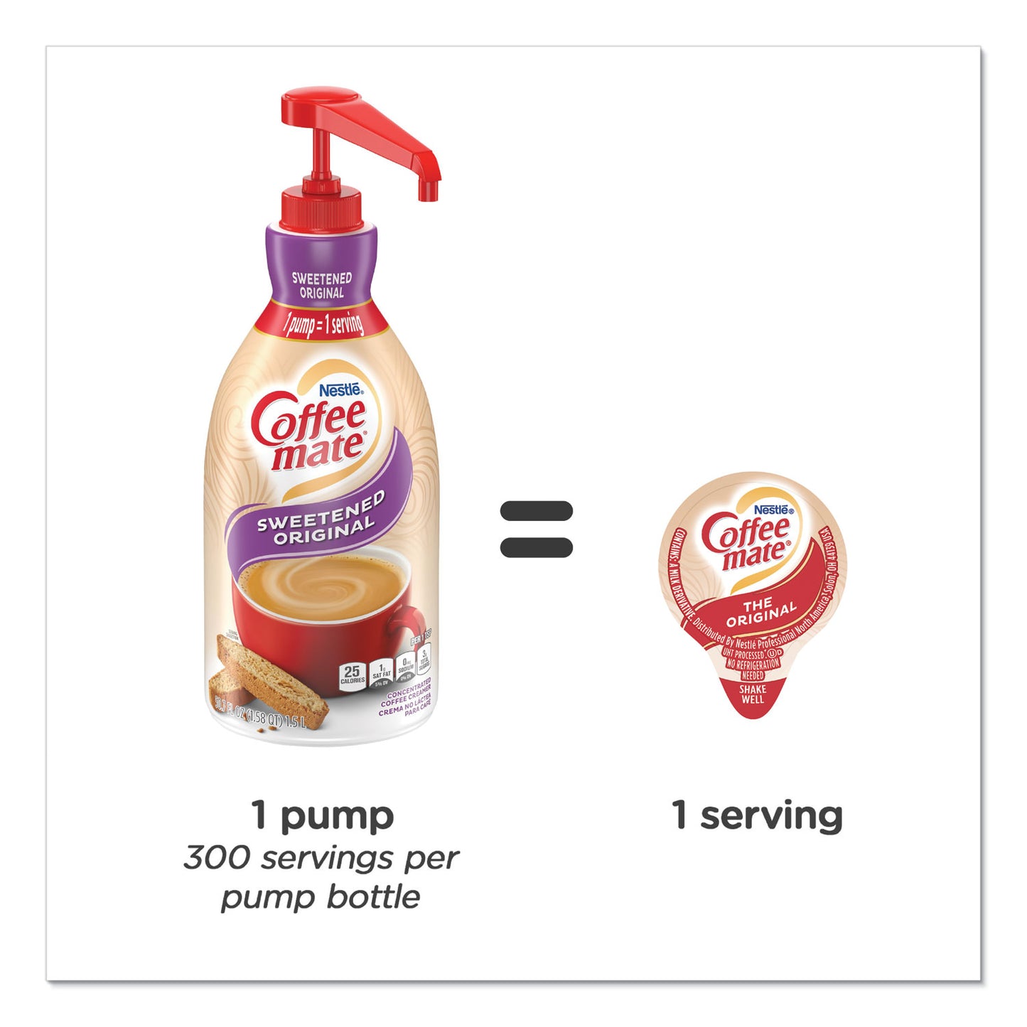 Coffee-mate Liquid Coffee Creamer, Sweetened Original, 1.5 Liter Pump Bottle, 2/Carton (13799CT)