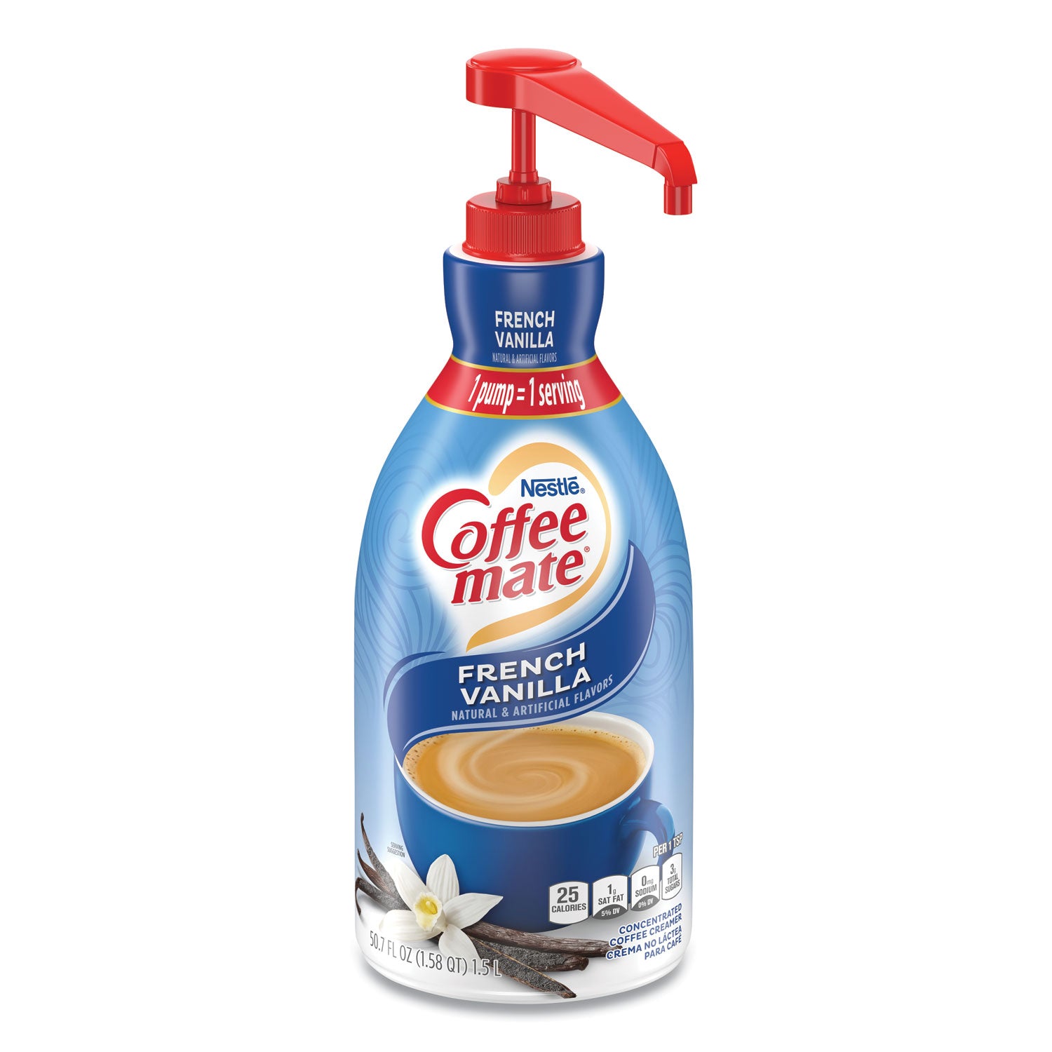 Coffee-mate Liquid Coffee Creamer, French Vanilla, 1500mL Pump Bottle (31803)