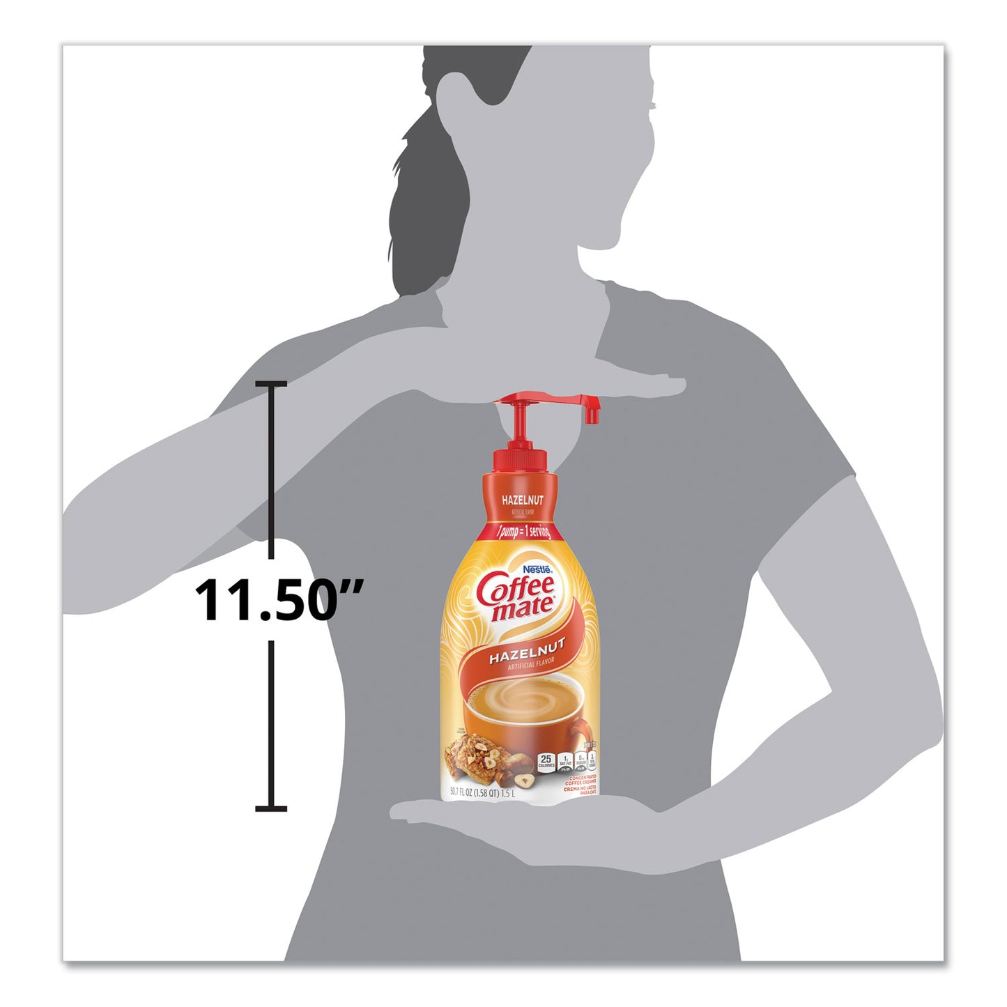 Coffee-mate Liquid Coffee Creamer, Hazelnut, 1500mL Pump Bottle (31831)