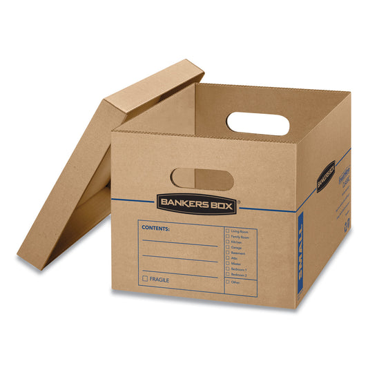 Bankers Box SmoothMove Classic Moving/Storage Boxes, Half Slotted Container (HSC), Small, 12" x 15" x 10", Brown/Blue, 10/Carton (7714203)