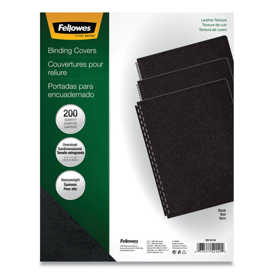 Fellowes Executive Leather-Like Presentation Cover, Black, 11.25 x 8.75, Unpunched, 200/Pack (52149)