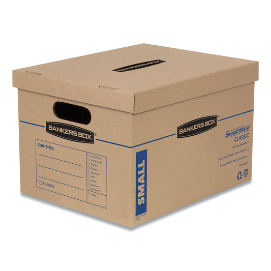 Bankers Box SmoothMove Classic Moving/Storage Boxes, Half Slotted Container (HSC), Small, 12" x 15" x 10", Brown/Blue, 10/Carton (7714203)