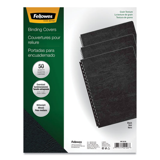 Fellowes Expressions Classic Grain Texture Presentation Covers for Binding Systems, Black, 11.25 x 8.75, Unpunched, 200/Pack (52138)