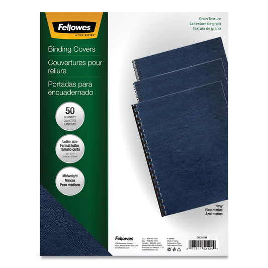 Fellowes Classic Grain Texture Binding System Covers, 11 x 8.5, Navy, 50/Pack (52124)