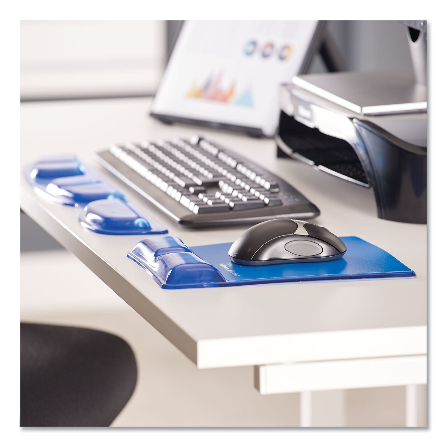 Fellowes Gel Keyboard Palm Support, 18.25 x 3.37, Blue (9183101)