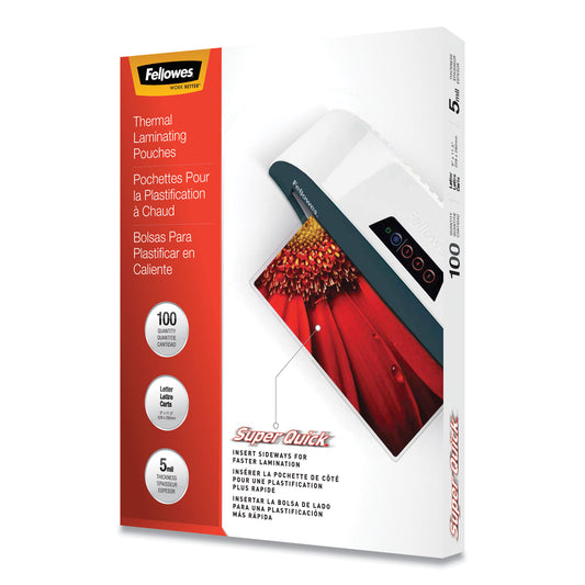 Fellowes Laminating Pouches, 5 mil, 9" x 11", Gloss Clear, 100/Pack (5223001)