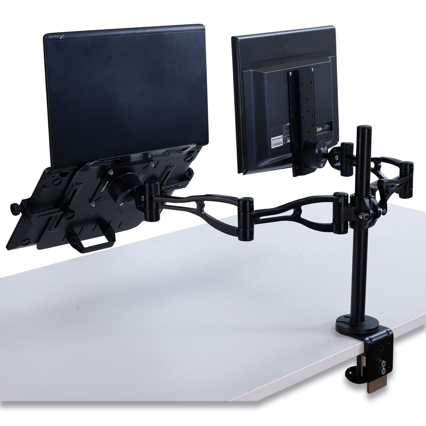 Fellowes Professional Series Depth Adjustable Monitor Arm, 360 Degree Rotation, 37 Degree Tilt, 360 Degree Pan, Black, Supports 24 lb (8041601)