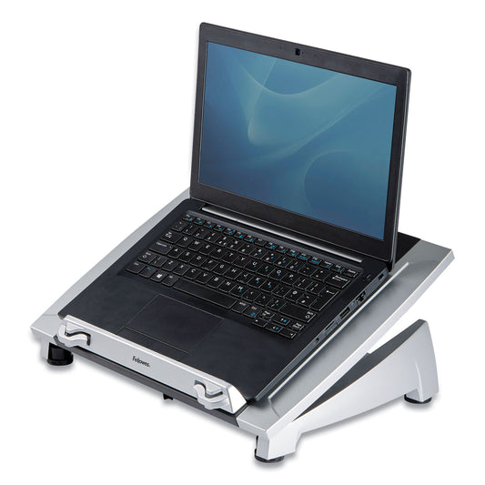 Fellowes Office Suites Laptop Riser Plus, 15.06" x 10.5" x 6.5", Black/Silver, Supports 10 lbs (8036701)