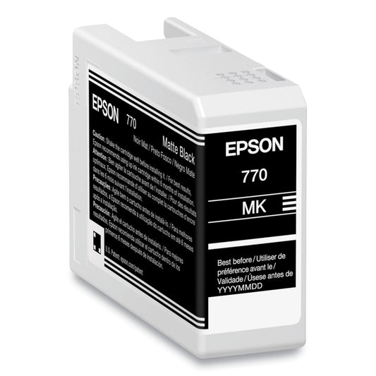Epson T770820 (T770) UltraChrome PRO10 Ink, 25 mL, Matte Black