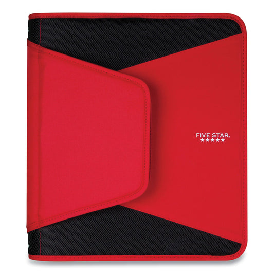 Five Star Tech Zipper Binder, 3 Rings, 1.5" Capacity, 11 x 8.5, Red/Black Accents (72206)