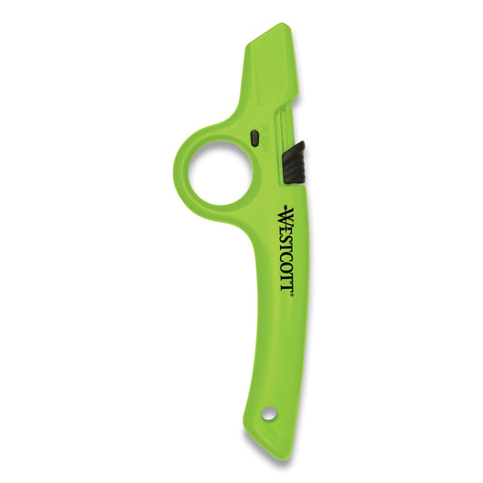 Westcott Full Size Retractable Box Cutter, Plastic Handle, Green, 6/Box (17530)