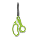 Westcott CarboTitanium Bonded Scissors, 8" Long, 3.25" Cut Length, Straight White/Green Handle (17444)