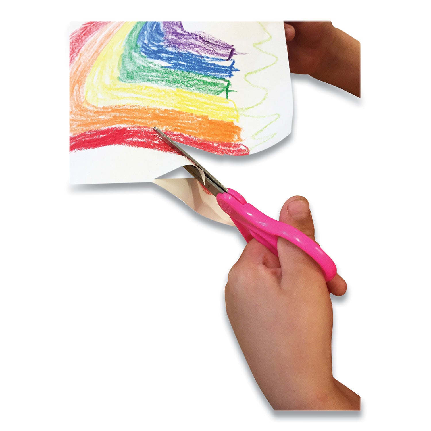 Westcott For Kids Scissors, Rounded Tip, 5" Long, 1.75" Cut Length, Straight Assorted Color Handles, 6/Pack (16454)