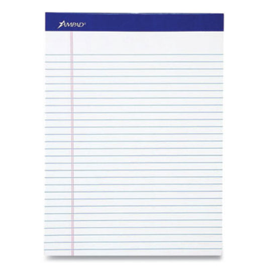 Ampad Perforated Writing Pads, Wide/Legal Rule, 50 White 8.5 x 11.75 Sheets, Dozen (20360)