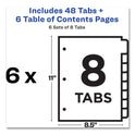 Avery Customizable Table of Contents Ready Index Black and White Dividers, 8-Tab, 1 to 8, 11 x 8.5, White, 6 Sets (11822)