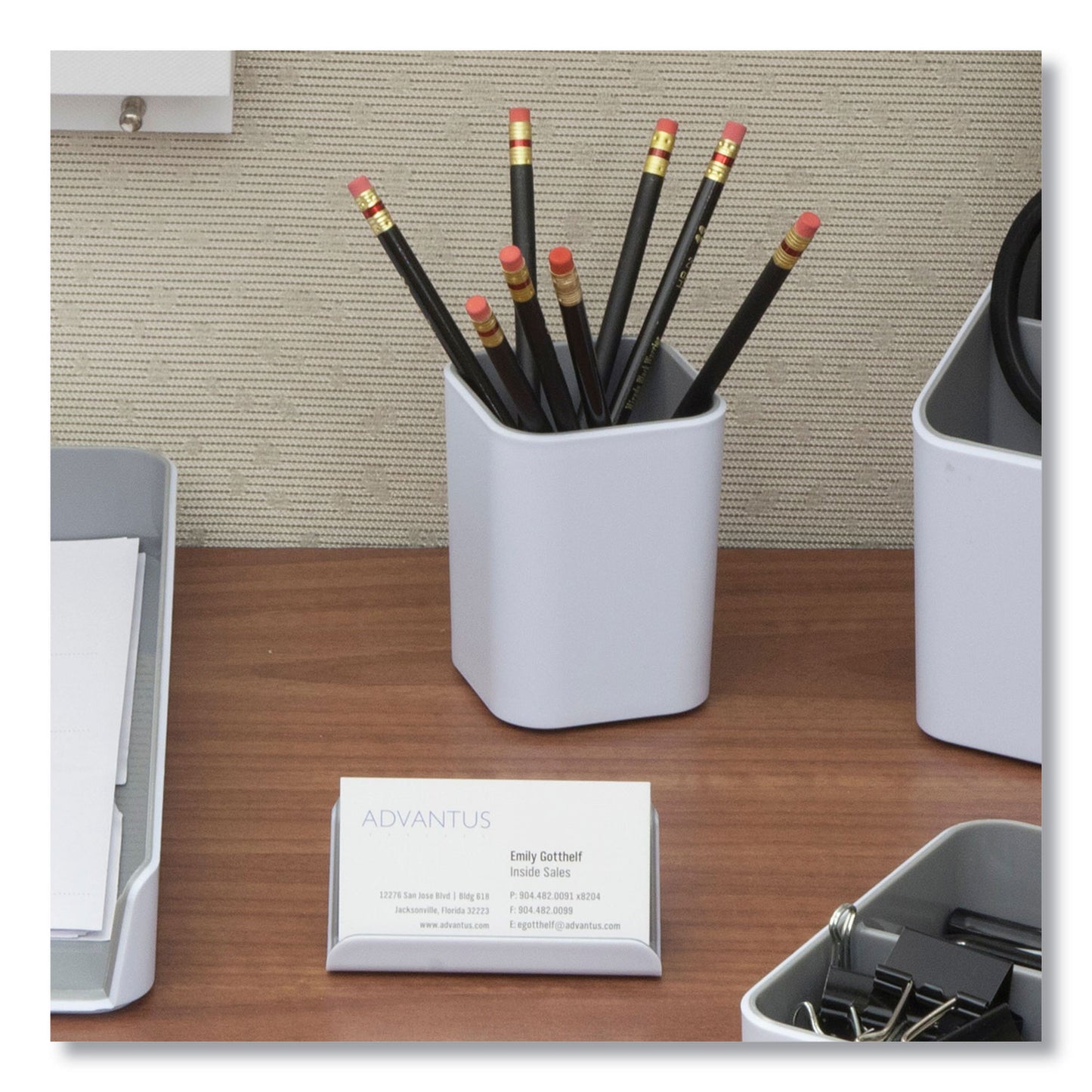 Advantus Fusion Letter Tray, 1 Section, Letter Size Files, 12.63 x 10 x 1.75, White/Gray (37522)