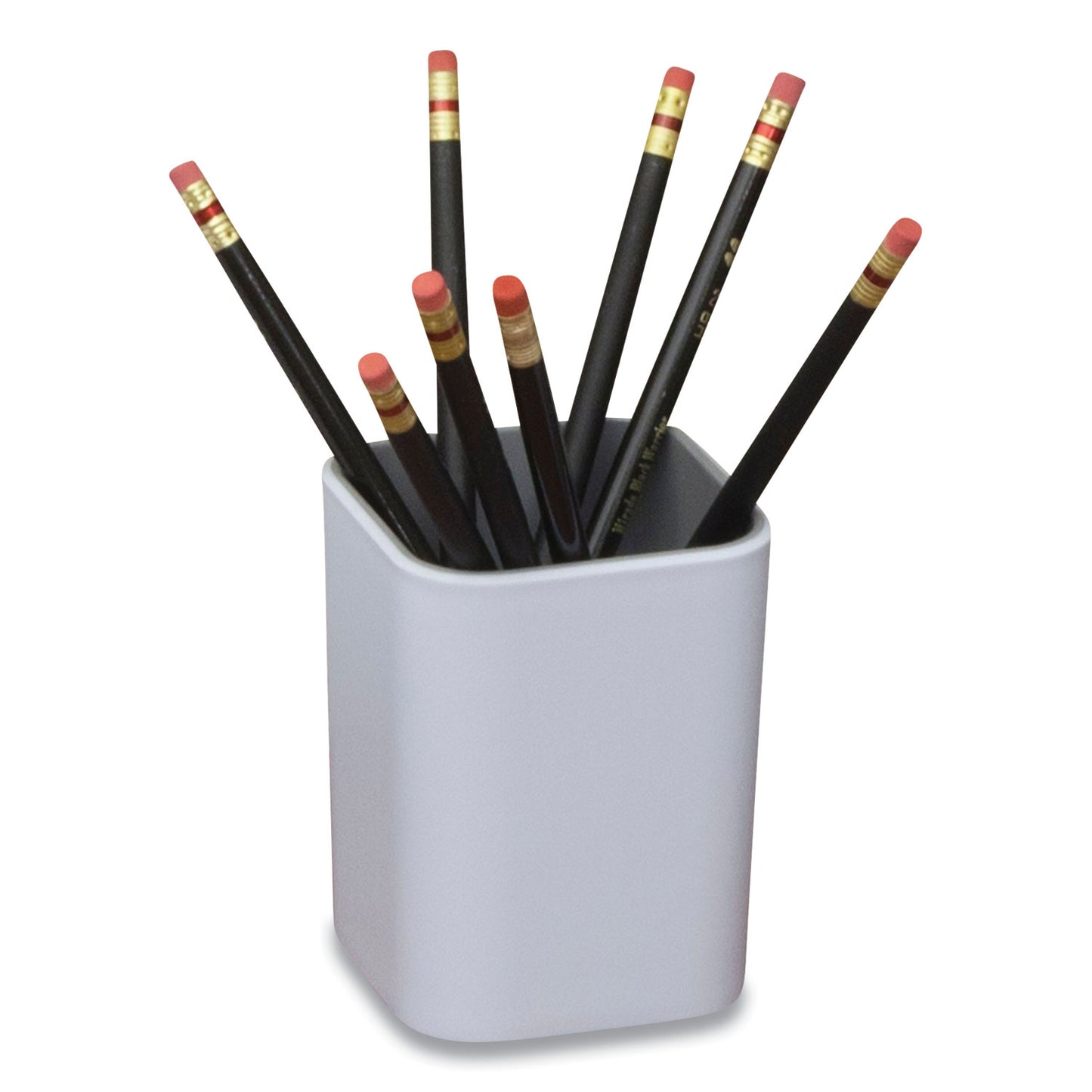 Advantus Fusion Pencil Cup, Plastic, 3 x 3 x 4, White/Gray (37524)