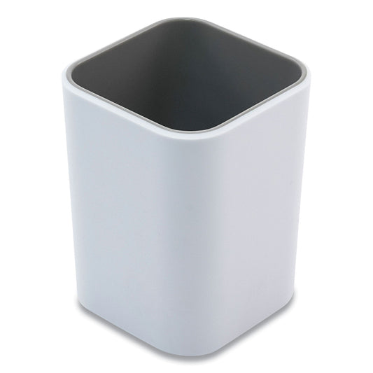 Advantus Fusion Pencil Cup, Plastic, 3 x 3 x 4, White/Gray (37524)