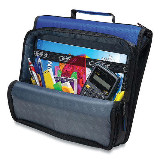 Case it Universal Zipper Binder, 3 Rings, 2" Capacity, 11 x 8.5, Blue/Gray Accents (LT007BLU)