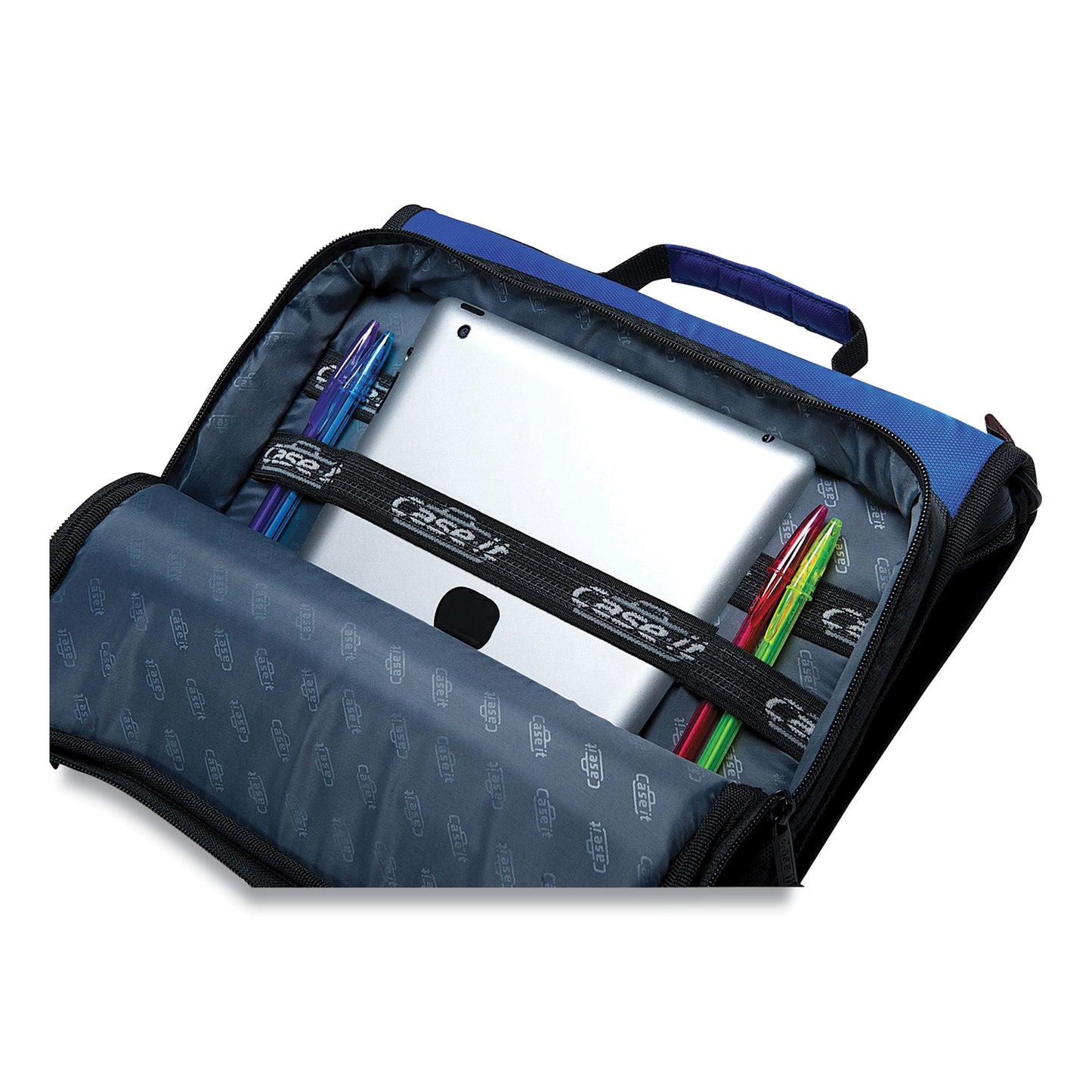 Case it Universal Zipper Binder, 3 Rings, 2" Capacity, 11 x 8.5, Blue/Gray Accents (LT007BLU)
