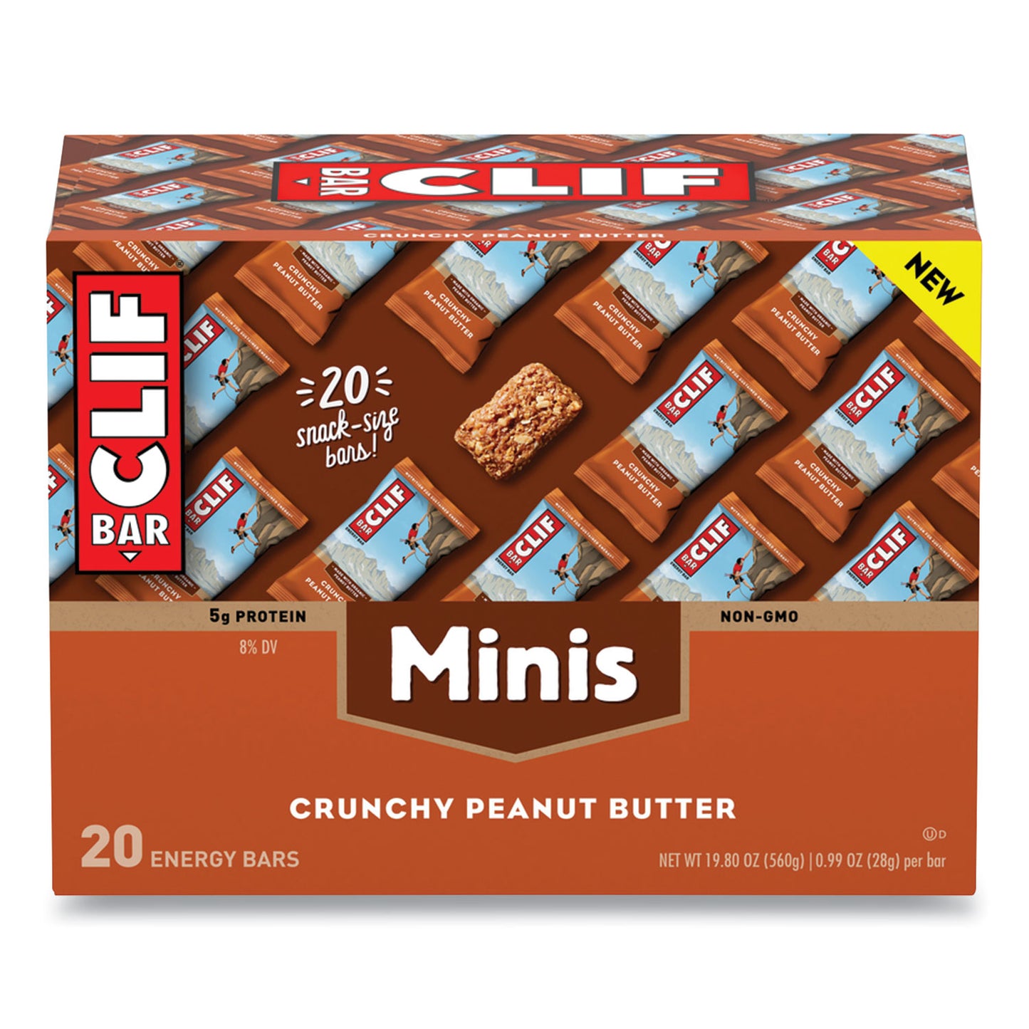 CLIF Bar Energy Bar, Mini Crunchy Peanut Butter, 0.99 oz Bar, 20/Box (CCC36412)