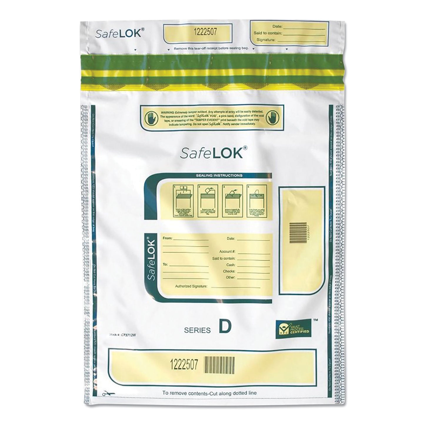 SafeLOK Series D Deposit Bags, 12 x 16, White, 100/Pack (585094)