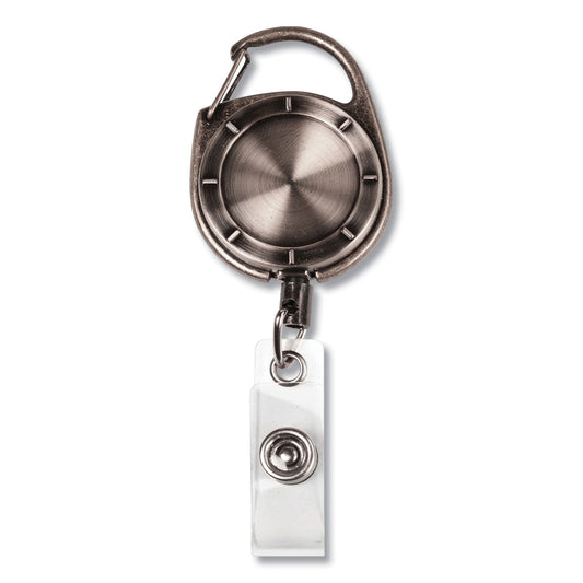 COSCO MyID Carabiner-Style Badge Reel, Retractable 23" Nylon Cord, Pewter (075031)