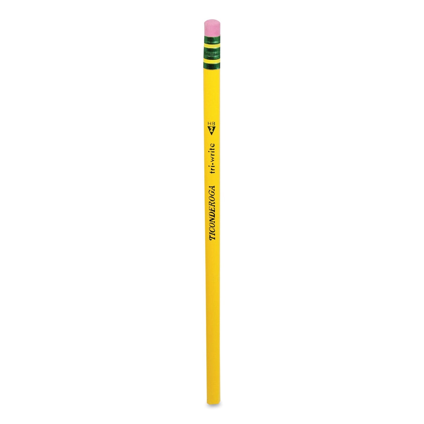 Ticonderoga Tri-Write Triangular Pencil, HB (#2), Black Lead, Yellow Barrel, 8/Pack (13852)