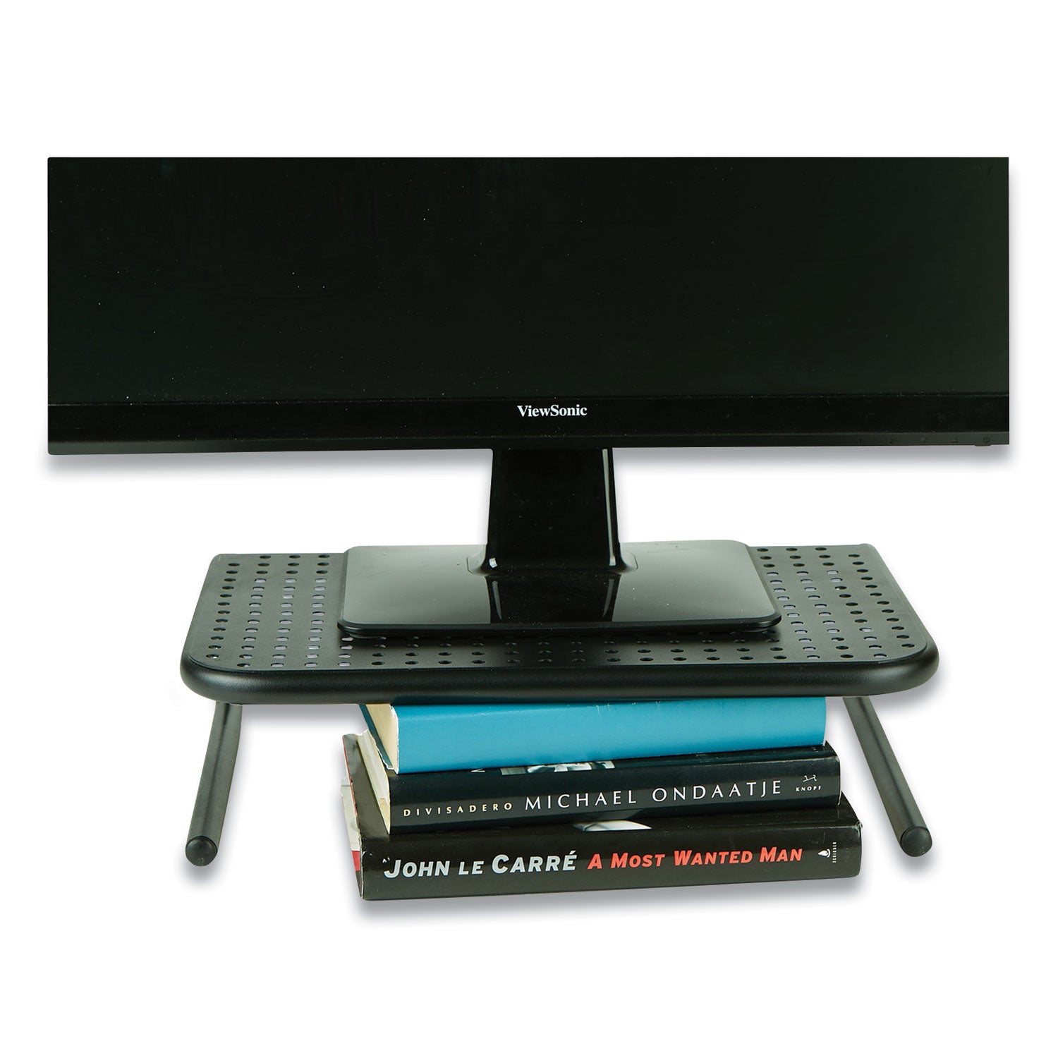 Mind Reader Metal Monitor Stand Riser for Computer, 14.88" x 11.33" x 4.21", Black, Supports 44 lbs (2METMONSTBLK)