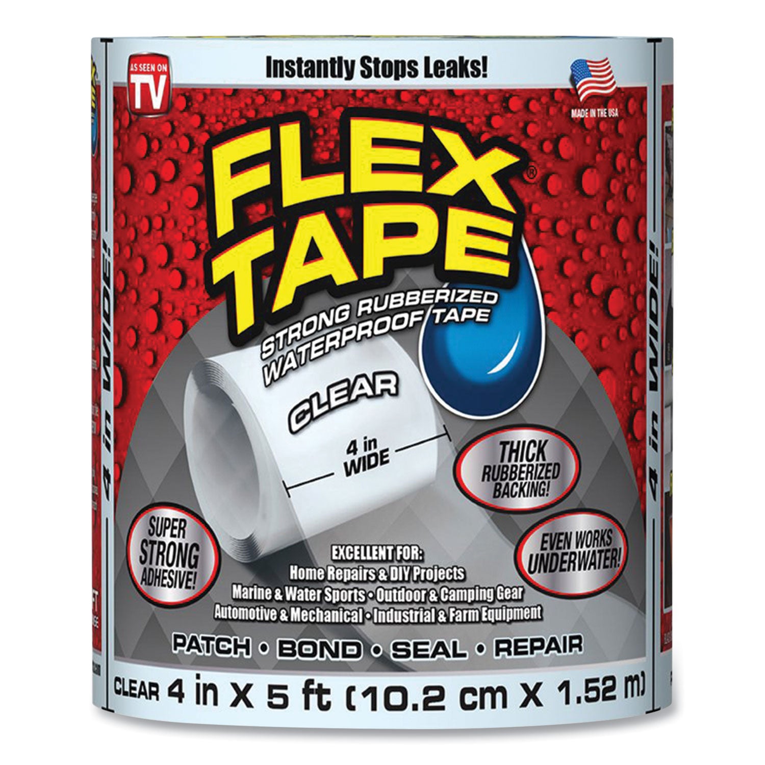 Flex Seal General Purpose Repair Tape, 4" x 1.67 yds, Clear (TFSCLRR0405)