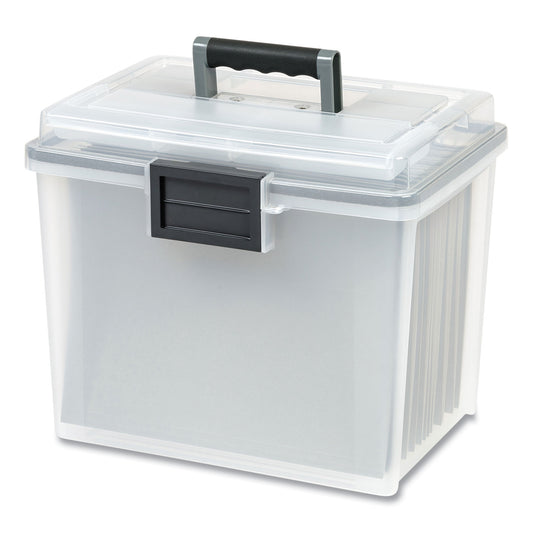 Iris WEATHERTIGHT Portable File Box, Letter Files, 13.7 x 10.4 x 11.8, Clear/Gray Accents (110351)