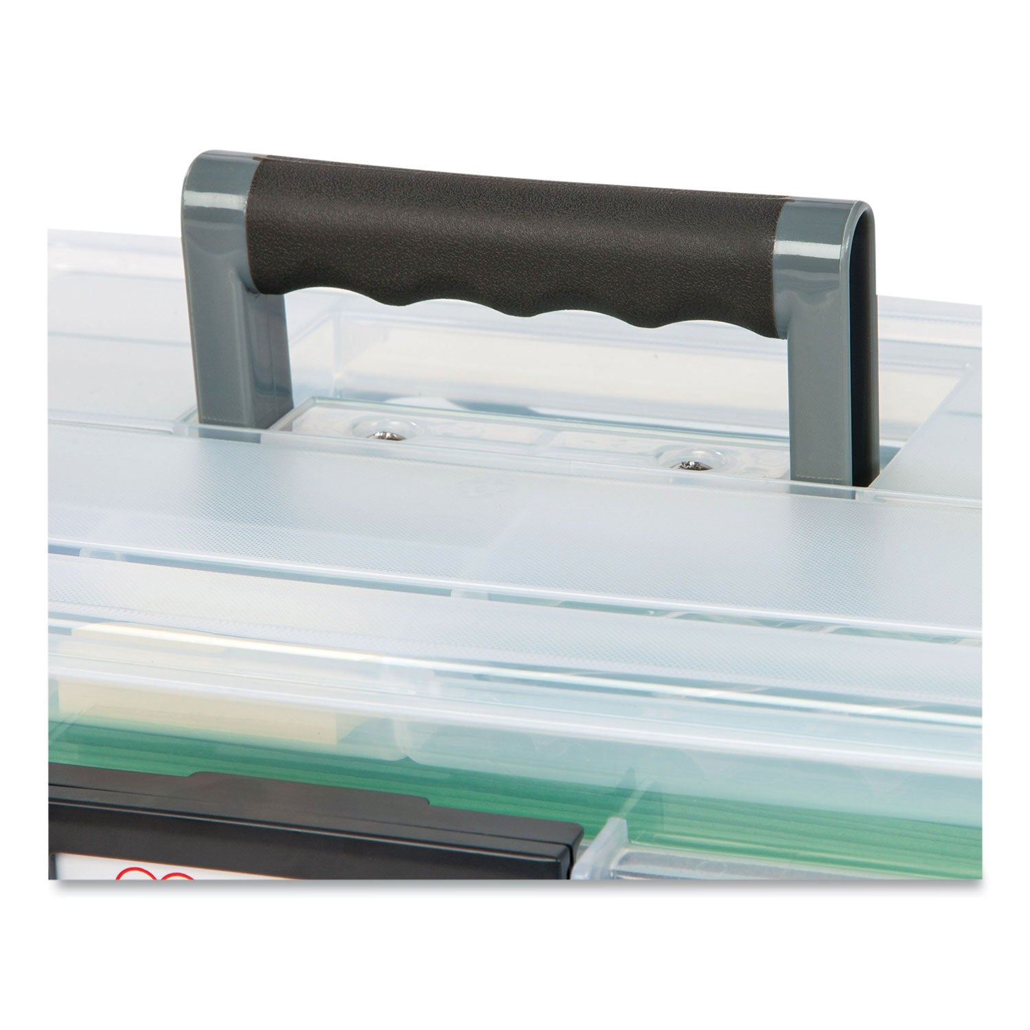 Iris WEATHERTIGHT Portable File Box, Letter Files, 13.7 x 10.4 x 11.8, Clear/Gray Accents (110351)