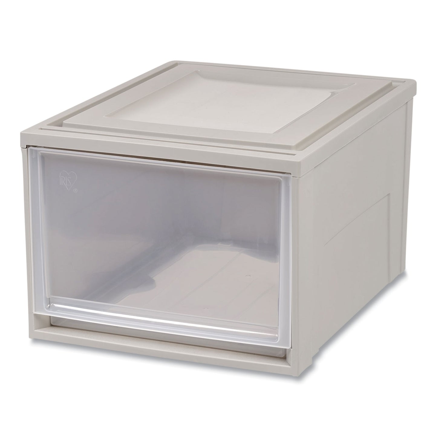 Iris Stackable Storage Drawer, 10.85 gal, 15.75" x 19.62" x 11.5", Gray/Translucent Frost (170523)