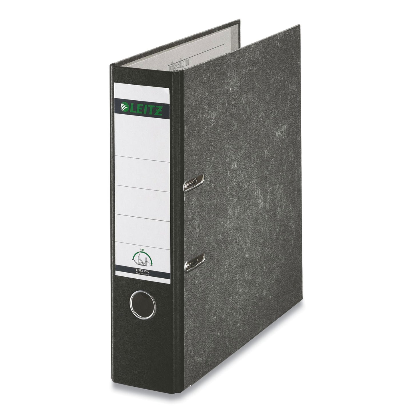 Leitz European A4 Lever-Arch Two-Ring Binder, 3" Capacity, 11.7 x 8.27, Black Marble (R80BK)