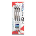 Pentel EnerGel Pearl Gel Pen, Retractable, Medium 0.7 mm, Black Ink, White/Black Barrel, 3/Pack (BL77WBPS3A)