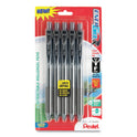 Pentel EnerGel-X Gel Pen, Retractable, Medium 0.7 mm, Black Ink, Smoke/Black Barrel, 5/Pack (BL107BPS5A)