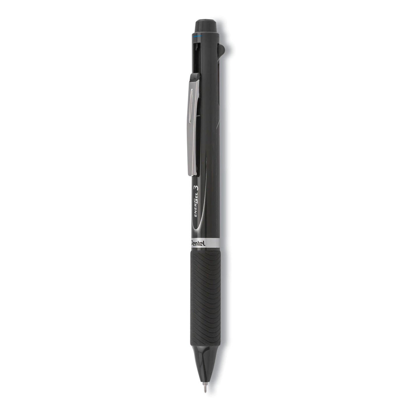 Pentel EnerGel 3 Multi-Color Gel Pen, Retractable, Fine 0.5 mm, Black/Blue/Red Ink, Gray Barrel (BLC35N)