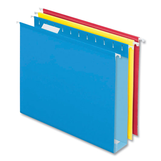 Pendaflex Colored Reinforced Hanging Folders, Letter Size, 1/5-Cut Tabs, Assorted Colors, 12/Box (D99973)