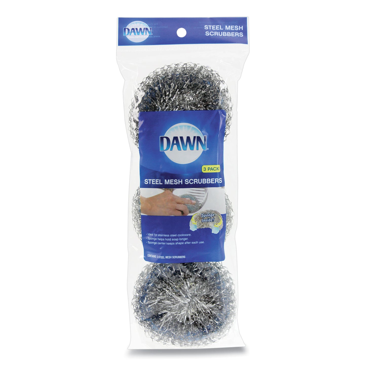 Dawn Ultra Steel Scrubbers, Gray/Silver, 3/Pack (437777)