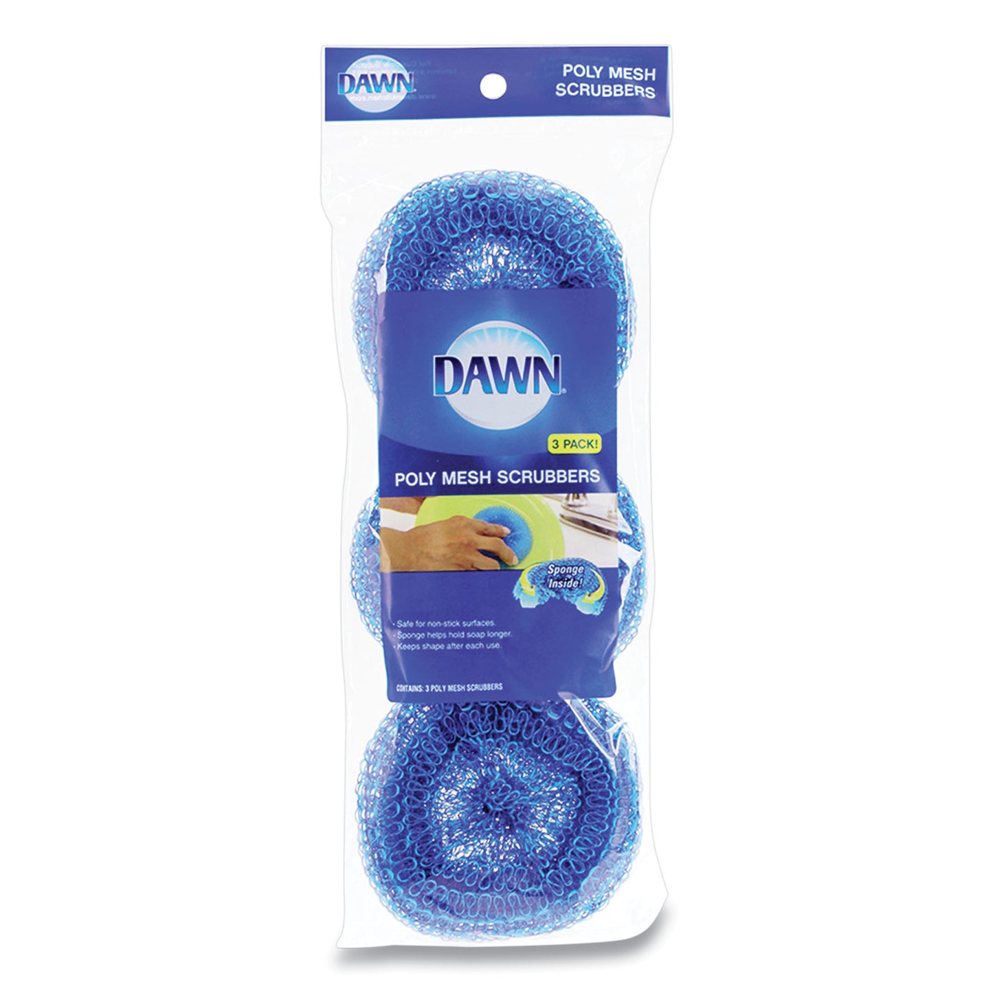 Dawn Poly Mesh Scrubbers, Blue, 3/Pack (437775)