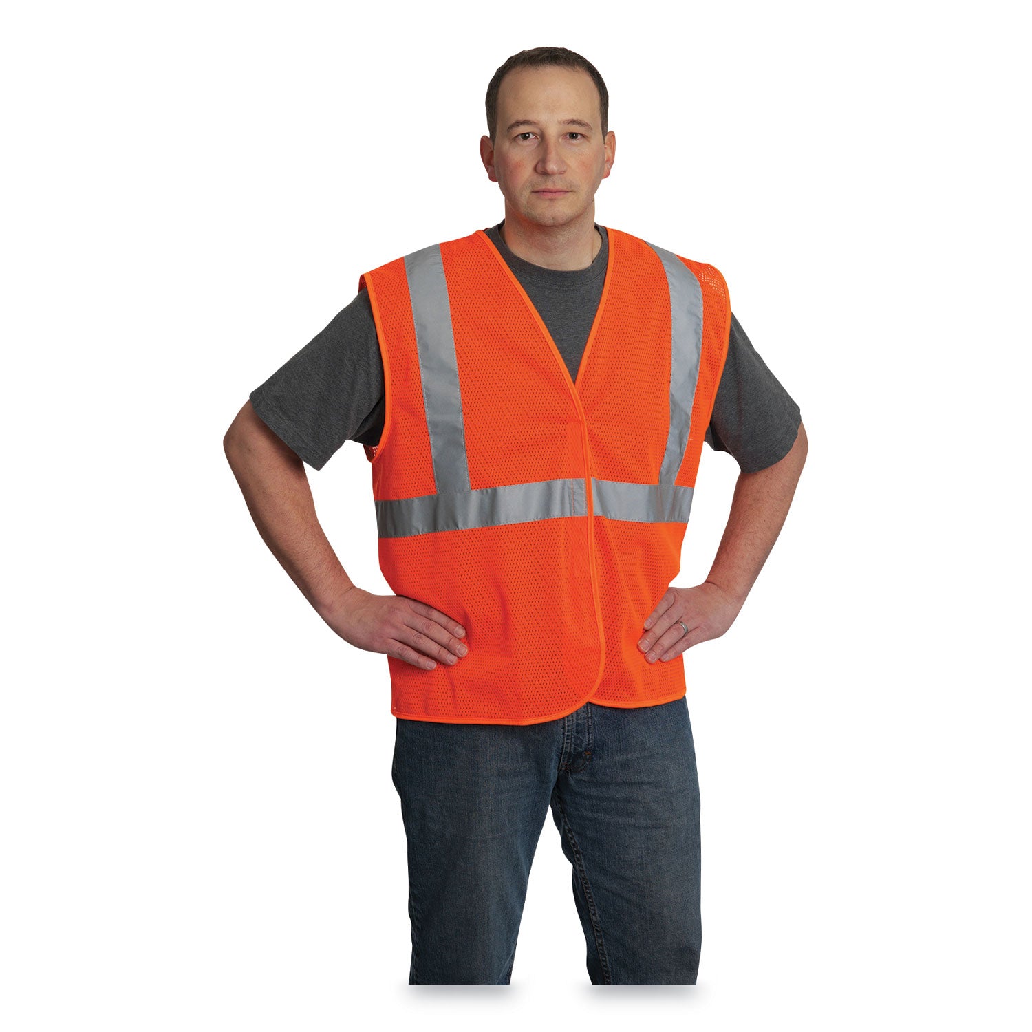 PIP ANSI Class 2 Hook and Loop Safety Vest, X-Large, Hi-Viz Orange (302MVGORXL)