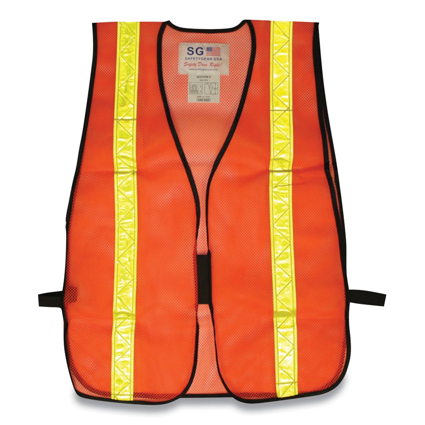 PIP Hook and Loop Safety Vest, One Size Fits Most, Hi-Viz Orange with Yellow Prismatic Tape (300EVORPOR)