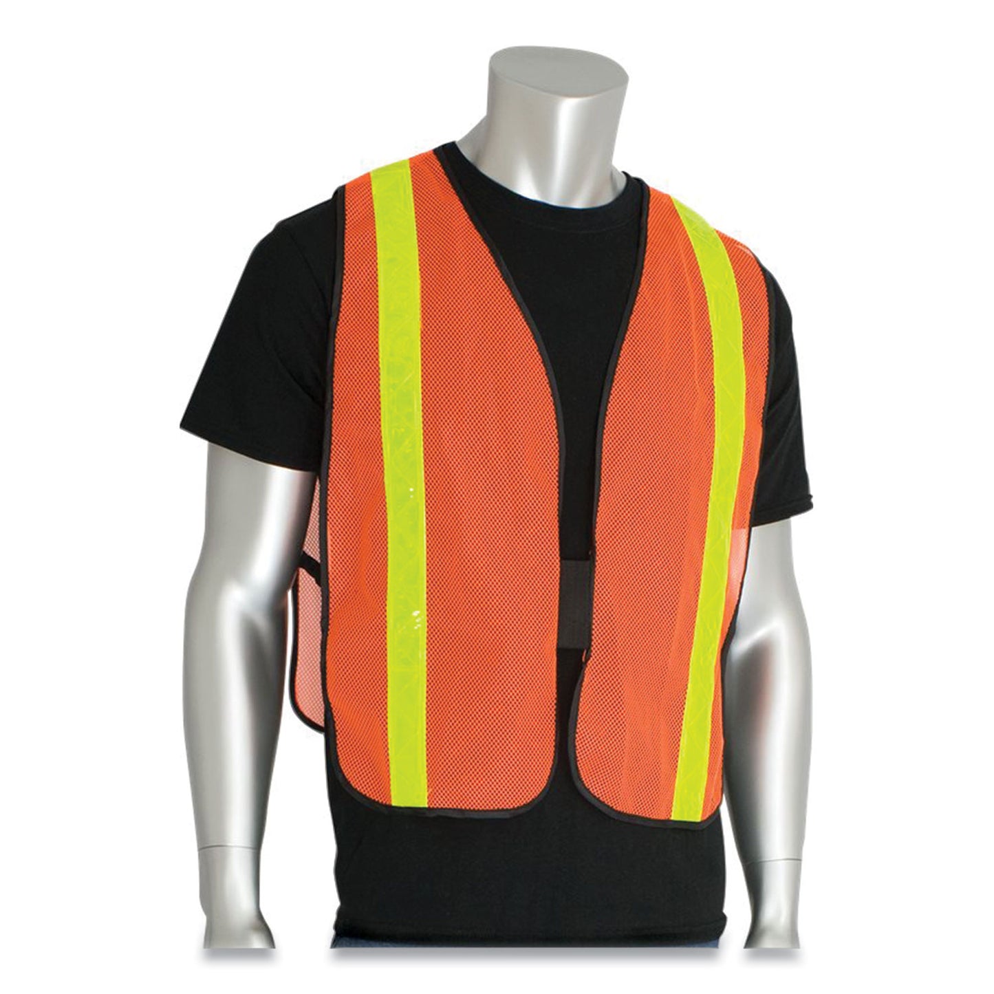 PIP Hook and Loop Safety Vest, One Size Fits Most, Hi-Viz Orange with Yellow Prismatic Tape (300EVORPOR)