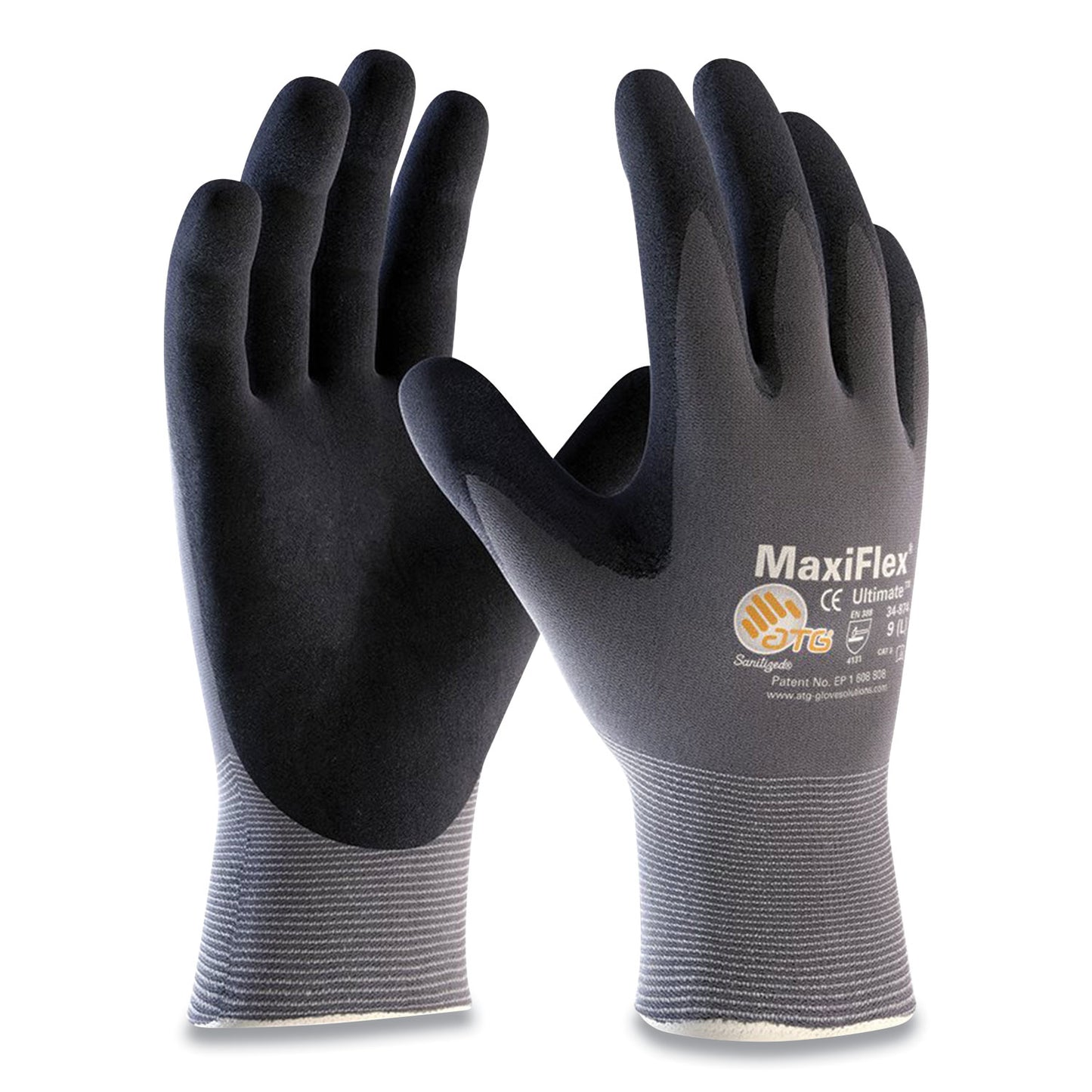 MaxiFlex Ultimate Seamless Knit Nylon Gloves, Nitrile Coated MicroFoam Grip on Palm and Fingers, Medium, Gray, 12 Pairs (34874M)