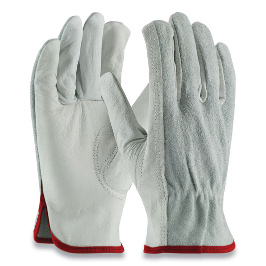 PIP Top-Grain Leather Drivers Gloves with Shoulder-Split Cowhide Leather Back, Small, Gray (68161SBS)