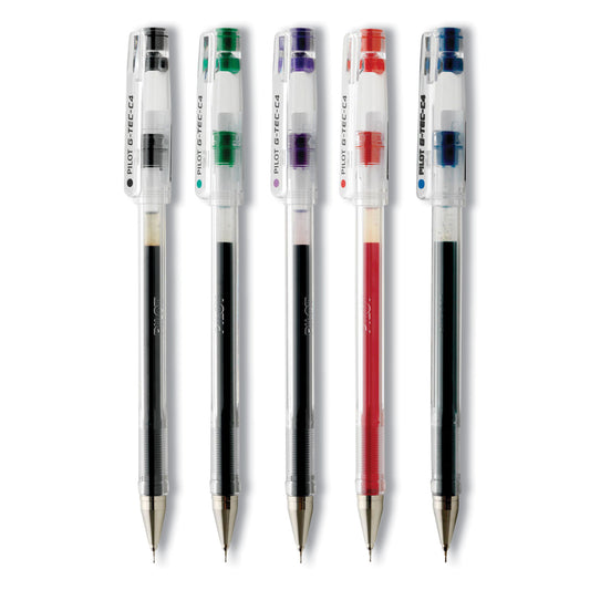 Pilot G-TEC-C Ultra Gel Pen, Stick, Extra-Fine 0.4 mm, Assorted Ink and Barrel Colors, 5/Pack (35480)